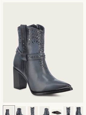 Cuadra Stud-Embellished Pointed-Heel Mid-Calf Boot - Black